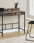 47" Taupe and Black Wood and Metal H-Shape Computer Desk