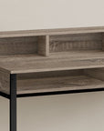 47" Taupe and Black Wood and Metal H-Shape Computer Desk
