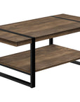 47" Brown And Black Wood Coffee Table With Shelf