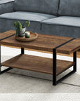 47" Brown And Black Wood Coffee Table With Shelf