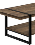 47" Brown And Black Wood Coffee Table With Shelf