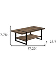 47" Brown And Black Wood Coffee Table With Shelf