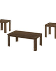 Set of Three 44" Dark Brown Coffee Table