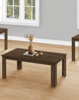 Set of Three 44" Dark Brown Coffee Table