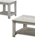 Set Of Three 42" Gray Rectangular Coffee Table With Three Shelves