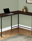 58" Espresso and Black L Shape Computer Desk