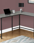 58" Gray and Black Faux Stone Wood And Metal Corner Computer Desk