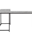 58" Gray and Black Faux Stone Wood And Metal Corner Computer Desk
