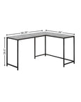 58" Gray and Black Faux Stone Wood And Metal Corner Computer Desk