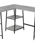 47" Gray and Black Wood and Metal Corner Trestle Computer Desk