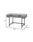 47" Gray and Black Wood and Metal H-Shape Computer Desk With Two Drawers