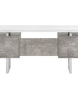 60" White and Gray Computer Desk With Three Drawers