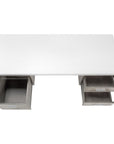 60" White and Gray Computer Desk With Three Drawers