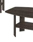 Set of Three 36" Oak Coffee Table With Three Shelves