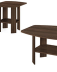 Set of Three 36" Espresso Coffee Table With Three Shelves