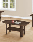 Set of Three 36" Espresso Coffee Table With Three Shelves