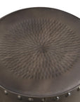 Set of Two Nickel Iron Round Drum End Tables