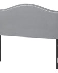 Gray Faux Leather Upholstered Camelback Full Headboard With Nail Head Trim