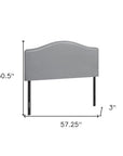Gray Faux Leather Upholstered Camelback Full Headboard With Nail Head Trim