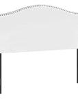 White Faux Leather Upholstered Arched Queen Headboard With Nail Head Trim