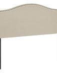 Beige Linen Blend Upholstered Arched Full Headboard With Nail Head Trim