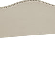 Beige Linen Blend Upholstered Arched Full Headboard With Nail Head Trim