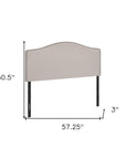Beige Linen Blend Upholstered Arched Full Headboard With Nail Head Trim