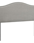 Beige Linen Blend Upholstered Arched Full Headboard With Nail Head Trim
