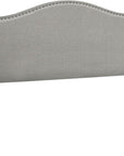 Beige Linen Blend Upholstered Arched Full Headboard With Nail Head Trim
