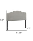 Beige Linen Blend Upholstered Arched Full Headboard With Nail Head Trim