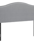 White Faux Leather Upholstered Arched Queen Headboard With Nail Head Trim
