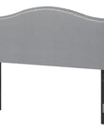White Faux Leather Upholstered Arched Queen Headboard With Nail Head Trim