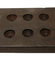 2" Brown Wood Geometric Tabletop Dish Candle Holder
