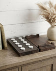 2" Brown Wood Geometric Tabletop Dish Candle Holder
