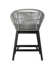 38" Light Gray Solid Wood Low back Outdoor Bar Height chair with Footrest