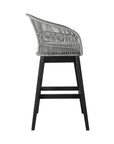 43" Light Gray Solid Wood Low back Outdoor Bar Height chair with Footrest