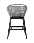 43" Light Gray Solid Wood Low back Outdoor Bar Height chair with Footrest