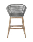 43" Gray Solid Wood Low back Outdoor Bar Height chair with Footrest