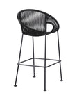 40" Black Metal Low back Outdoor Counter Height Bar chair with Footrest