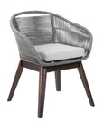 27" Gray Solid Wood Outdoor Dining Chair with Gray Cushion