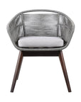 27" Gray Solid Wood Outdoor Dining Chair with Gray Cushion