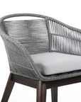 27" Gray Solid Wood Outdoor Dining Chair with Gray Cushion