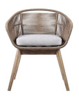27" Gray and Natural Wood Solid Wood Outdoor Dining Chair with Gray Cushion