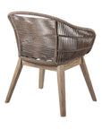 27" Gray and Natural Wood Solid Wood Outdoor Dining Chair with Gray Cushion