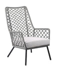 26" Gray and Black Steel Indoor Outdoor Dining Chair with Gray Cushion