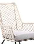 26" Gray Metal Outdoor Dining Chair with Gray Cushion