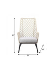 26" Gray Metal Outdoor Dining Chair with Gray Cushion