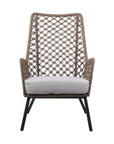 26" Gray Metal Outdoor Arm Chair with Gray Cushion