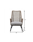 26" Gray Metal Outdoor Arm Chair with Gray Cushion