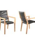 Set of Two 23" Charcoal and Natural Wood Solid Wood Outdoor Arm Chair